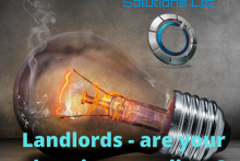 picture of a smoking lightbulb with the text "landlords - are your electrics compliant?"